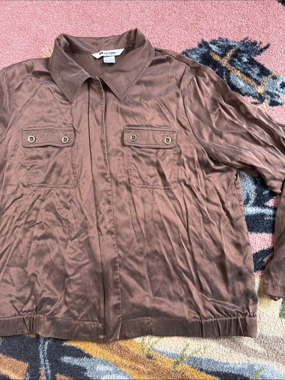 Vintage 100% Silk Jacket Brown